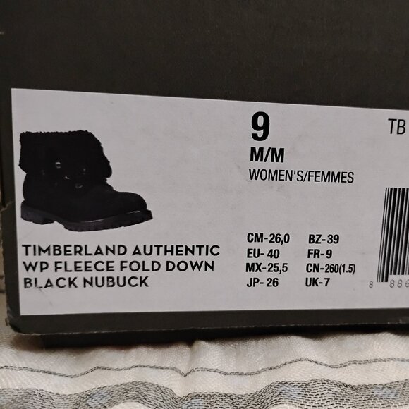 Women's Timberland Black Nubuck Fleece Fold Down Work Boot - Picture 9 of 10